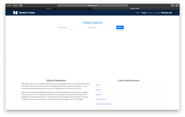 MockCon Web Ticket Search